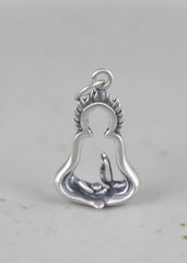 Zen Artistic Buddha Hand Lotus Pendant Bodhisattva Sitting Distressed Necklace 07FC0E-D4 - KOEEK