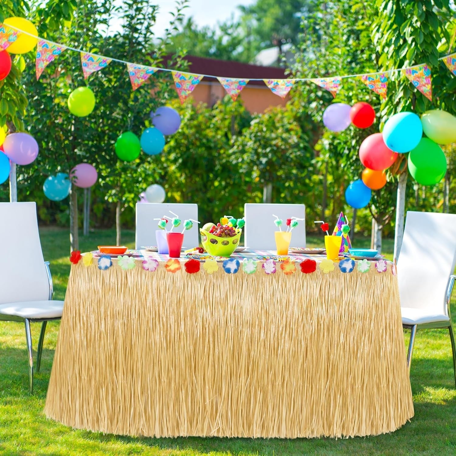 new Luau Party Decorations, Natural Hawaiian Grass Table Skirt, 1 Pack, Gold 07FC0E-D4 - KOEEK