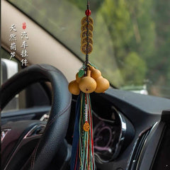 Feng Shui Gourd Pendant with Five Emperor Coins for Home Car Office Decor 07FC0E-D4 - KOEEK