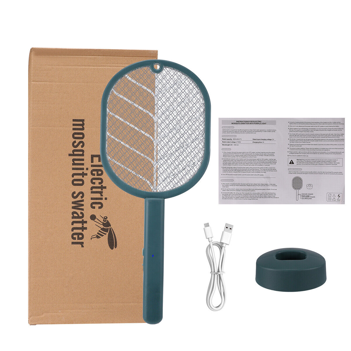 ny håndholdt USB oppladbar myggfluesmekker Bug Insect Zapper Killer Racket