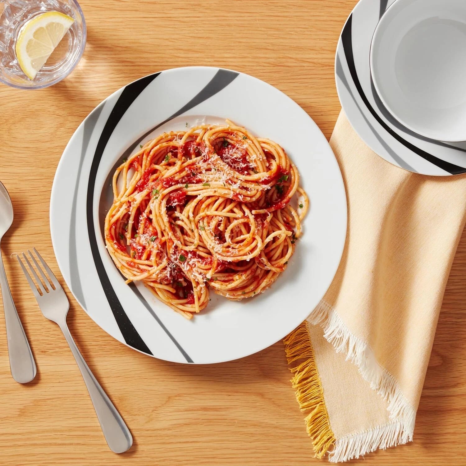 18 Piece Dinnerware Set, Plates, Dishes and Bowls, Serves 6, Swirl Color 07FC0E-D4 - KOEEK
