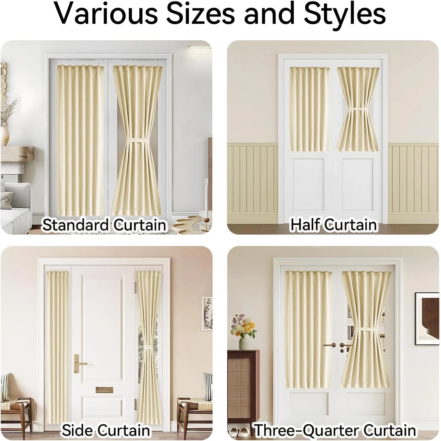36 wide x 72 long front door curtain panel, 1 piece, light beige 07FC0E-D4 - KOEEK