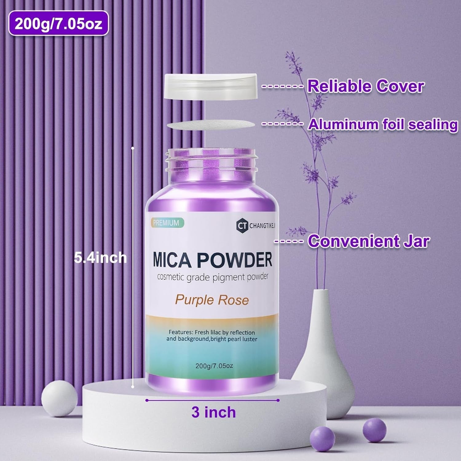 new Mica Powder,7.05OZ（200g）,Purple Rose Powder Pigment for Purple 07FC0E-D4 - KOEEK
