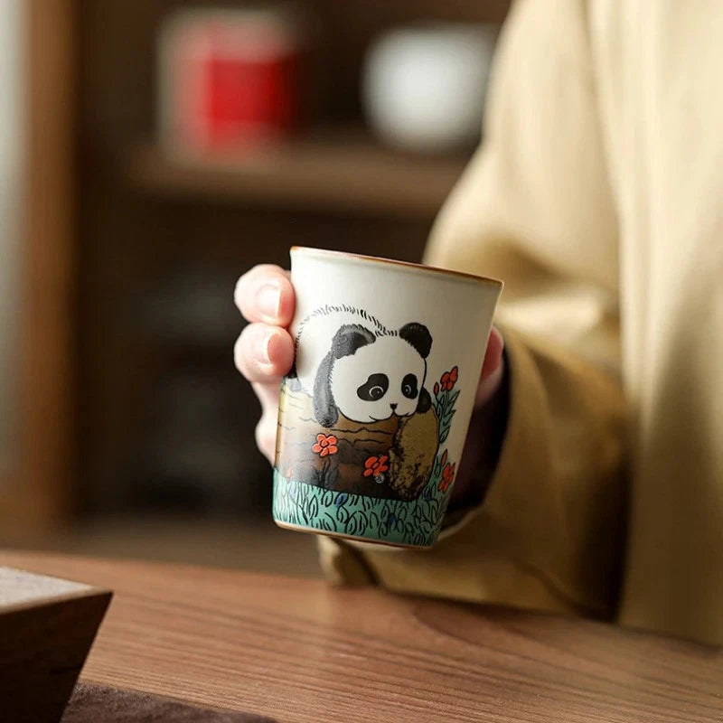 100ml Ceramic Ru Kiln Handpainted Cup Master Cup Tea Tasting Cup Kungfu Teaware 07FC0E-D4 - KOEEK