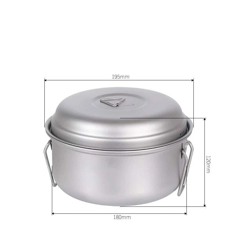 Outdoor 2L Titanium Steamer Tableware Soup Pot Portable Camping Large Capacity 07FC0E-D4 - KOEEK
