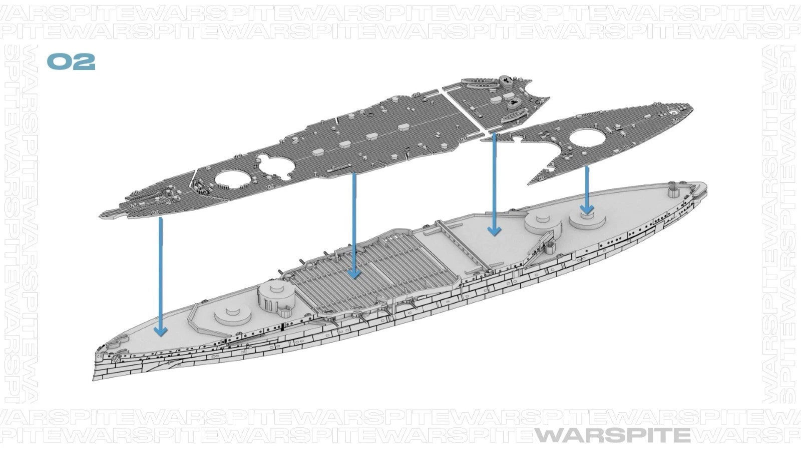 1/700 HMS Warspite World of Warships Painted Unassembled Plastic Model Kit 07FC0E-D4 - KOEEK