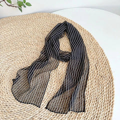 Womens Real Silk Black Stripe Scarf Fashion Necktie Neckerchief Fashion Accesory 07FC0E-D4 - KOEEK