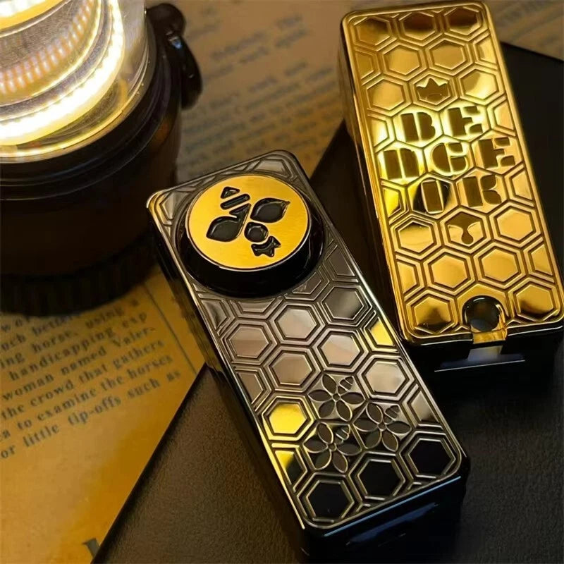 Hot Bee with Crown EDC Fidget Slider Stainless Steel Mechanical Push Fidget Toys 07FC0E-D4 - KOEEK