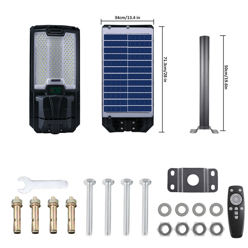 ny 2000W kommerciel Solar Street Flood Light Udendørs Dusk to Dawn vejlampe + stang