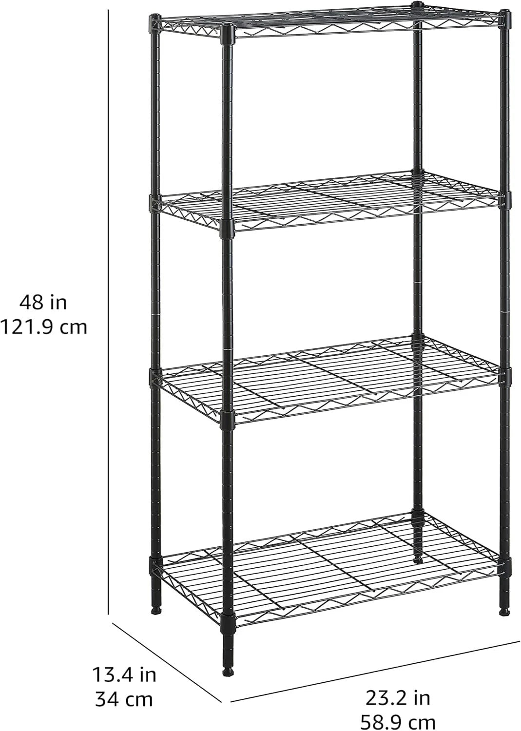 4 Wire Storage Shelves, Adjustable, Sturdy, Easy to Assemble, Black 07FC0E-D4 - KOEEK