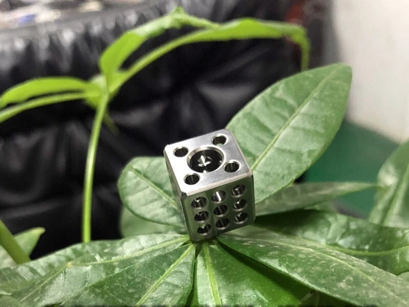 Titanium Hollow Out Dice Toy KTV Entertainment Supplies Hangable NecklaceEDC 07FC0E-D4 - KOEEK