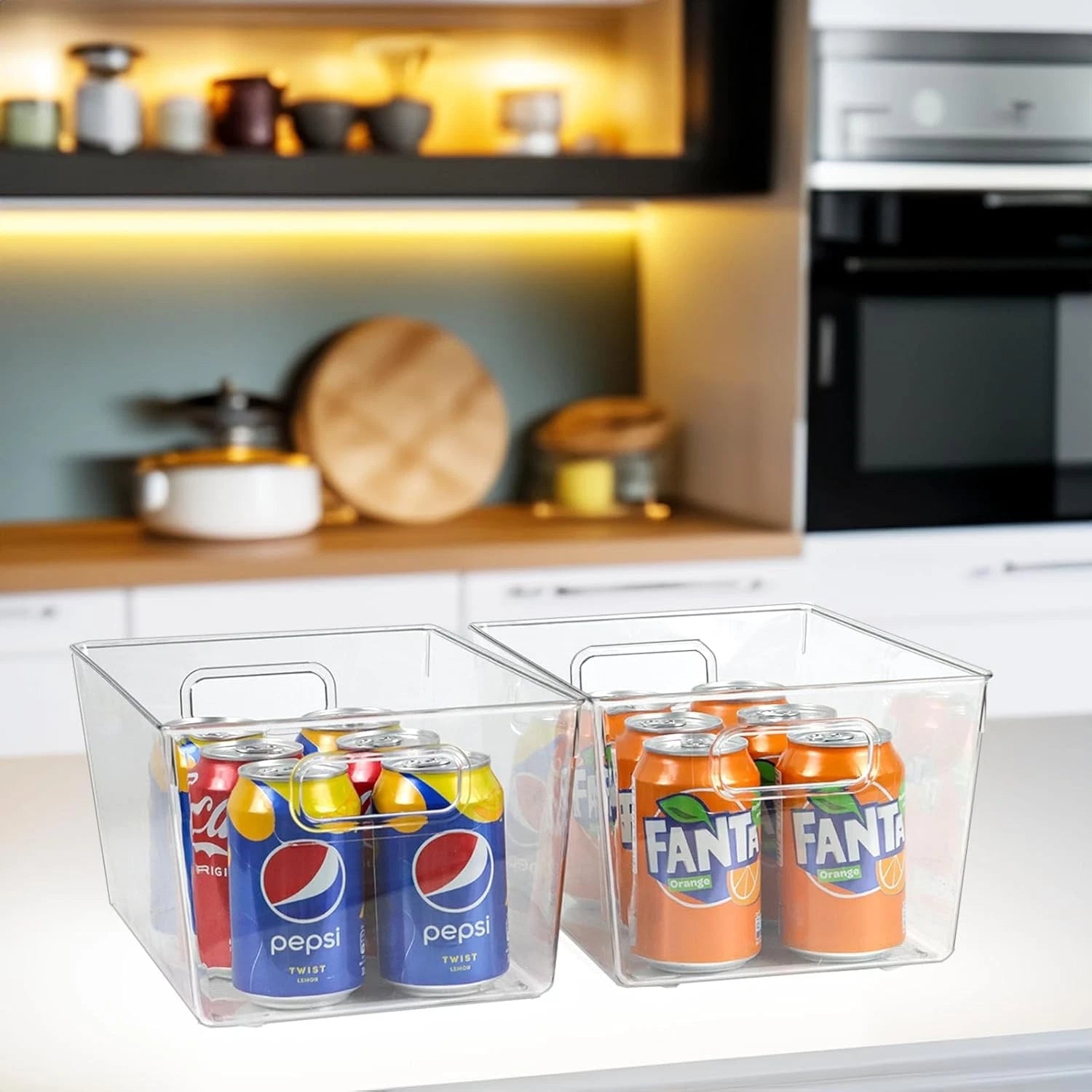 4 transparent storage boxes, suitable for organizing kitchen cabinets 07FC0E-D4 - KOEEK