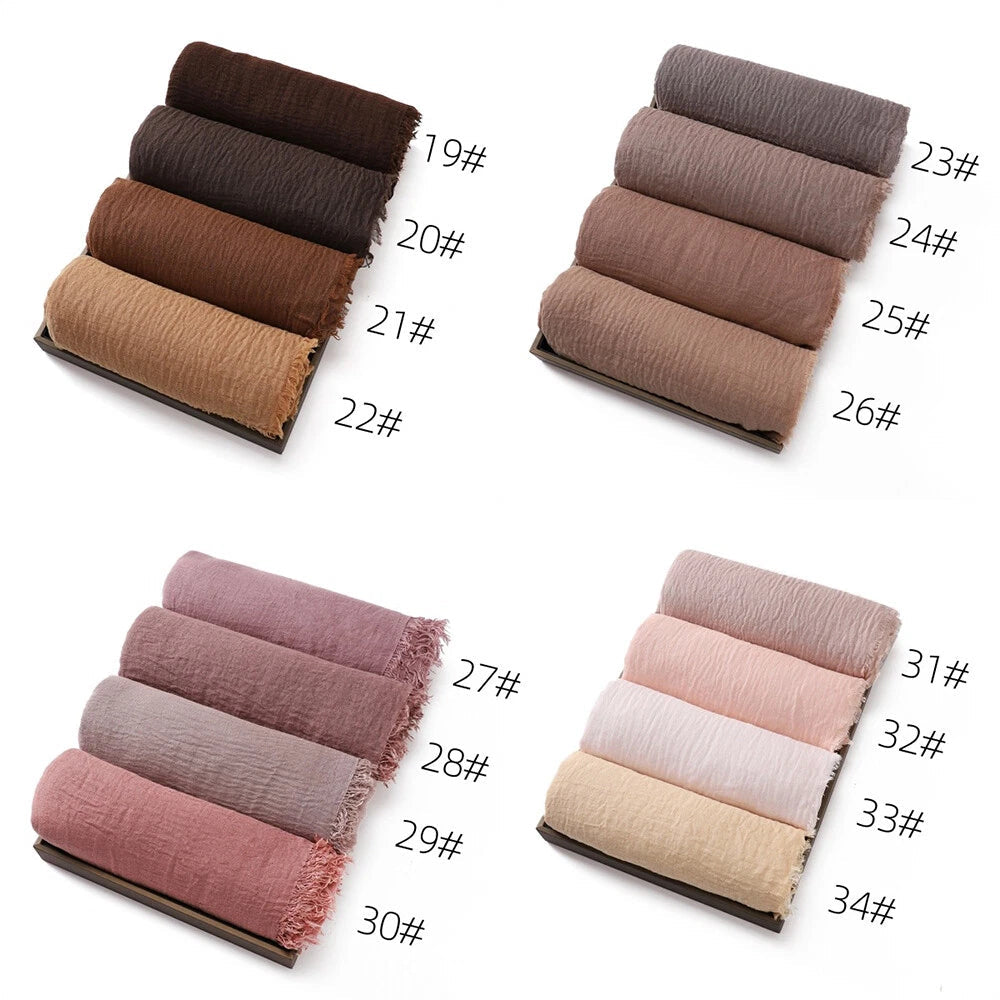 Women's Hijabs Scarf Solid Cotton Blend Breathable Muslim Scarf Shawls and Wraps 07FC0E-D4 - KOEEK