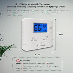 new Non-Programmable Thermostat for Home Single-Stage Systems, 1 Heat/1 Blue 07FC0E-D4 - KOEEK