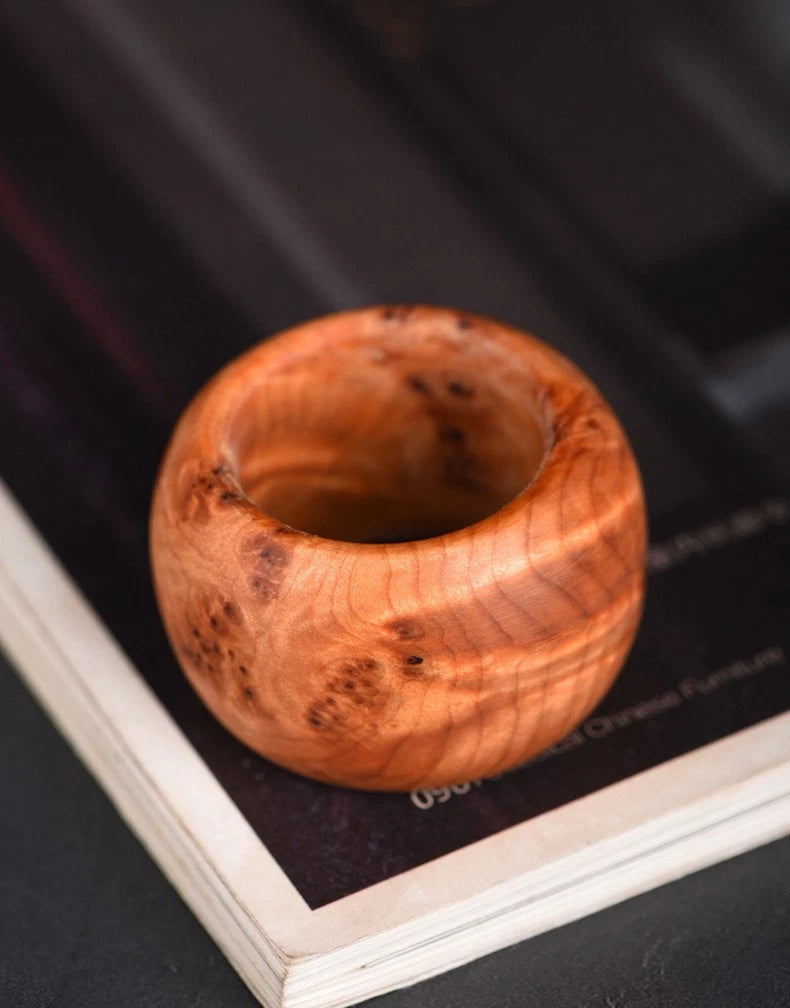 Liangshan Thuja Burl Thumb Ring Band Unisex Handheld Worry Ring 07FC0E-D4 - KOEEK