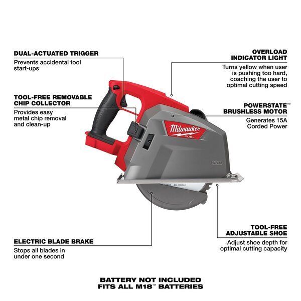 ny Milwaukee Tool 2982-20 M18 Fuel 8 In. Metal skærende rundsav (kun værktøj)