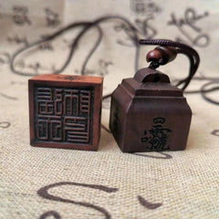Natural Lightning Jujube Wood Taoist Seal Pendant Amulet Hand Carved 1pc 07FC0E-D4 - KOEEK