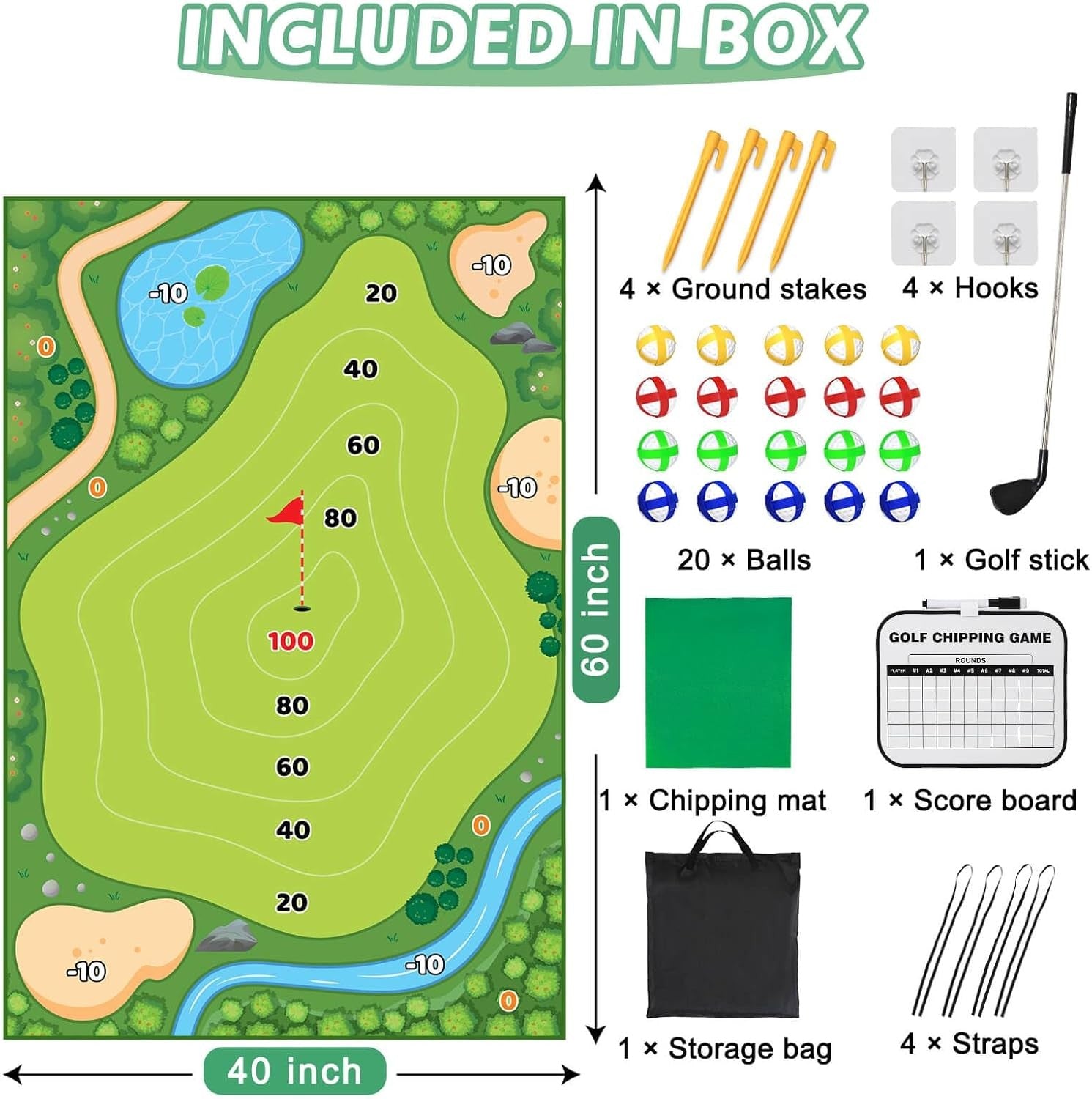 new Battle Golf Game Chipping Mat - 37pcs Sticky Pro Games Medium, Verde 07FC0E-D4 - KOEEK
