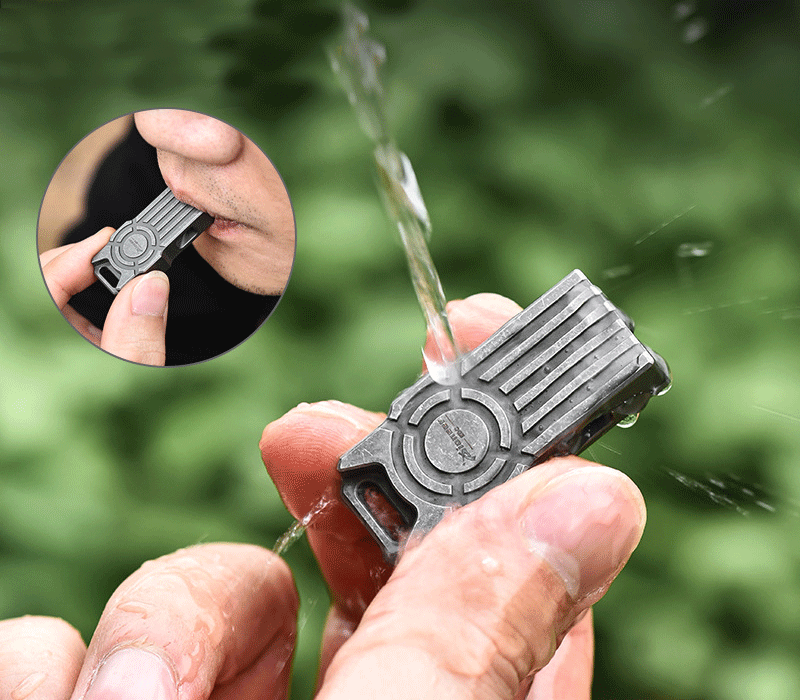 Titanium 2 Holes Keychain Emergency Whistle Outdoor Survival pocket Whistle EDC 07FC0E-D4 - KOEEK