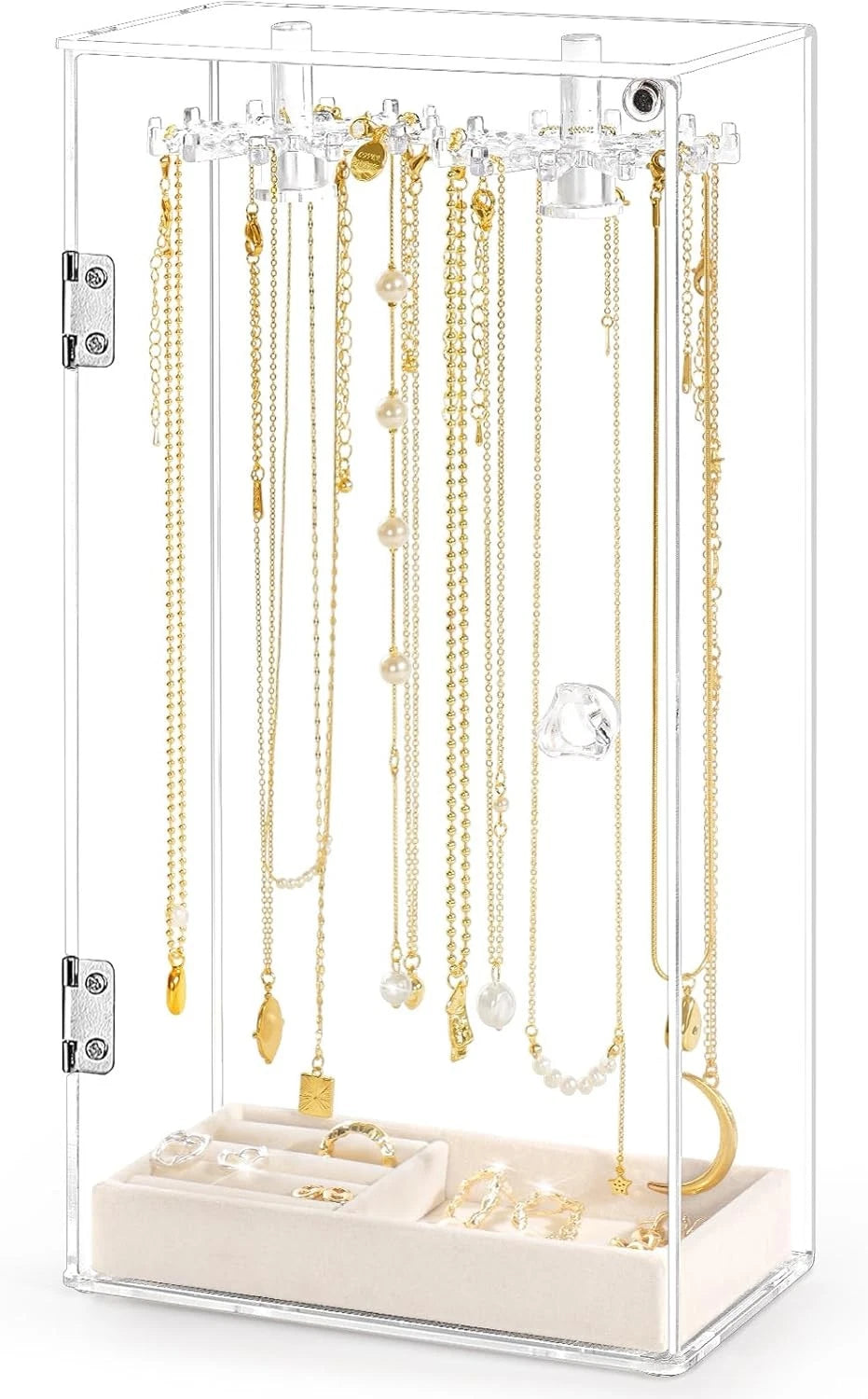 Necklace holder, acrylic jewelry storage box, equipped with 24 hooks 07FC0E-D4 - KOEEK