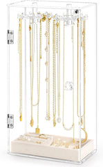 Necklace holder, acrylic jewelry storage box, equipped with 24 hooks 07FC0E-D4 - KOEEK