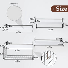 Wall Mounted White Wooden Floating Shelf -Rustic Bathroom Wall Shelves, Set of 4 07FC0E-D4 - KOEEK
