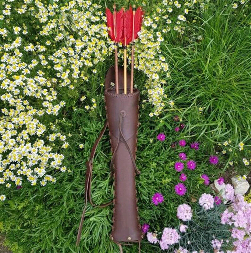 Medieval PU Leather Back Bow European Arrow Quiver Holder Stage Perform Props 07FC0E-D4 - KOEEK