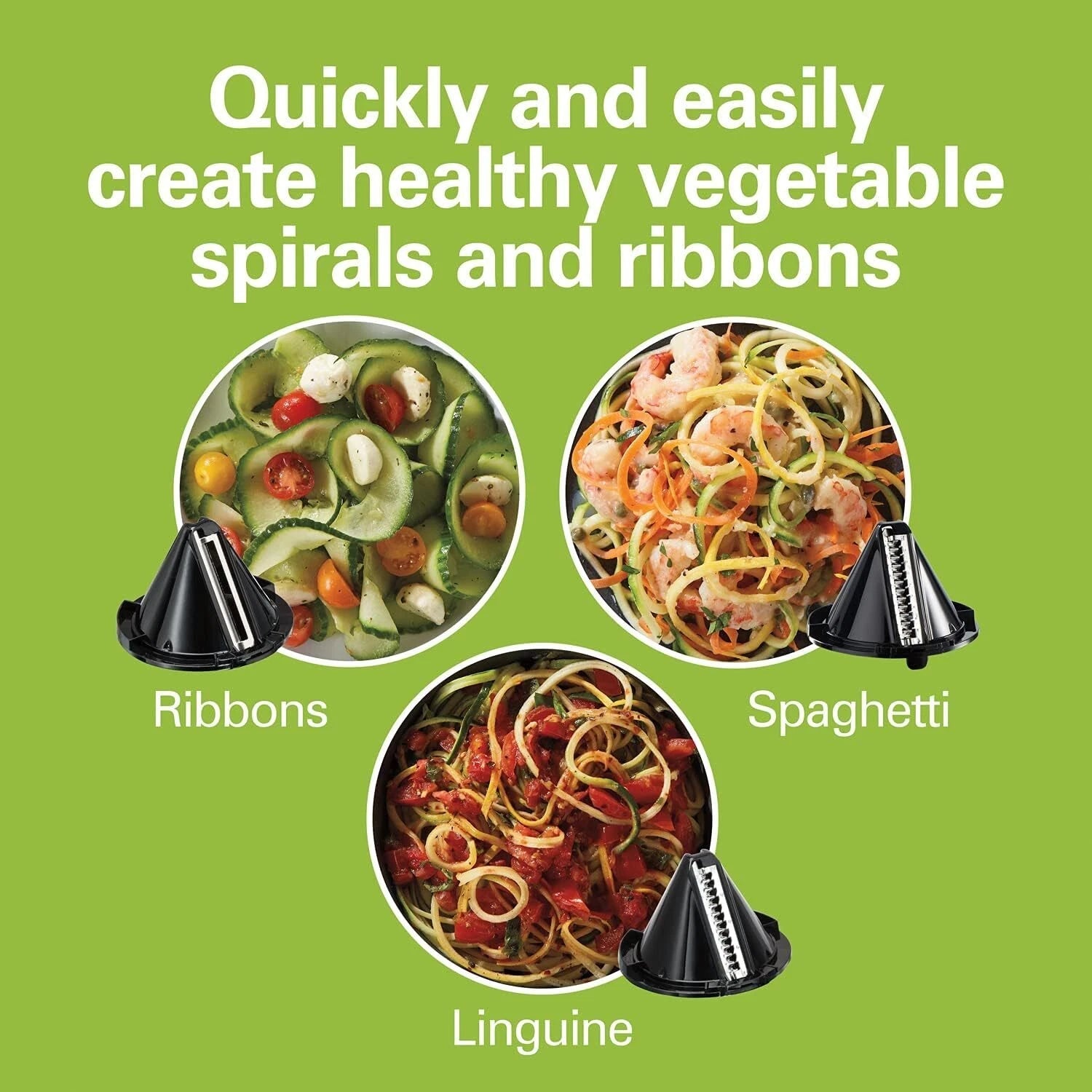 3-in-1 Electric Vegetable Spiralizer with 3 Cutting Cones, 6 Cups, Blac 07FC0E-D4 - KOEEK