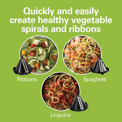 3-in-1 Electric Vegetable Spiralizer with 3 Cutting Cones, 6 Cups, Blac 07FC0E-D4 - KOEEK