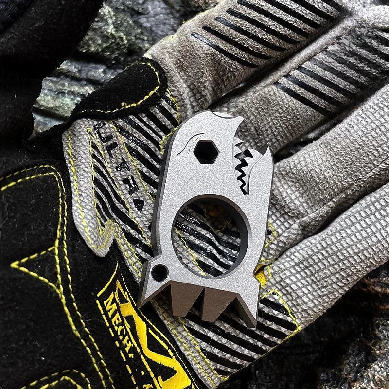 Titanium Alloy Pocket Tool Shark Shape Bottle Opener Hexagon Wrench Keychain EDC 07FC0E-D4 - KOEEK