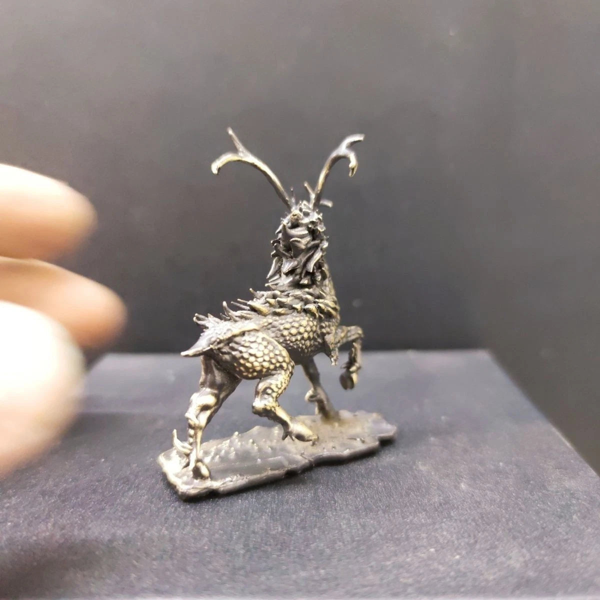 66mm Solid Copper Qilin Mythical Beast Ornament Feng Shui Home Decor 07FC0E-D4 - KOEEK