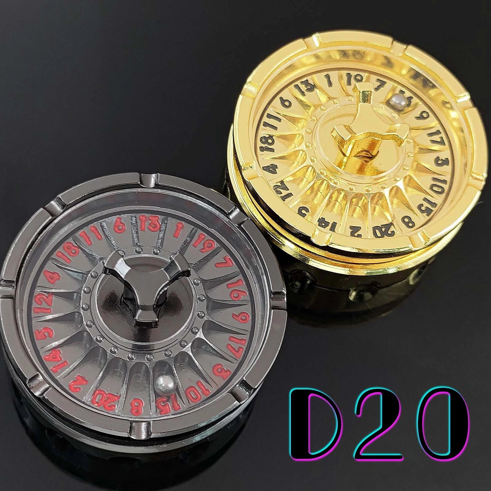 Metal DND Dice Roulette D20 Fingertip Gyro Spinner for Dungeons and Dragons RPG 07FC0E-D4 - KOEEK