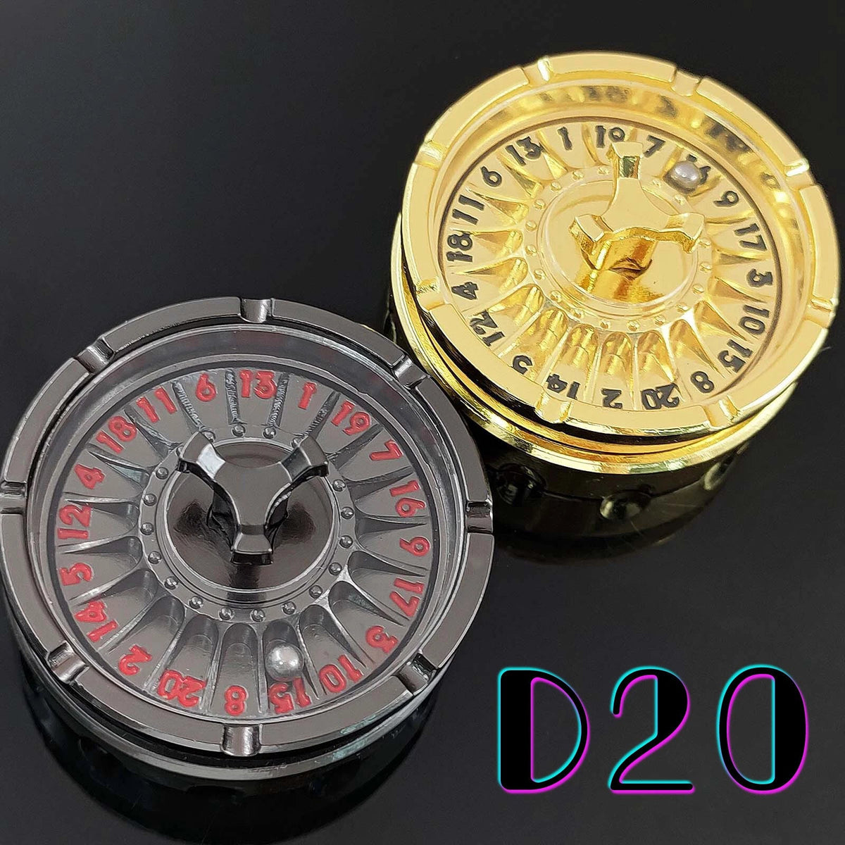 Metal DND Dice Roulette D20 Fingertip Gyro Spinner for Dungeons and Dragons RPG 07FC0E-D4 - KOEEK