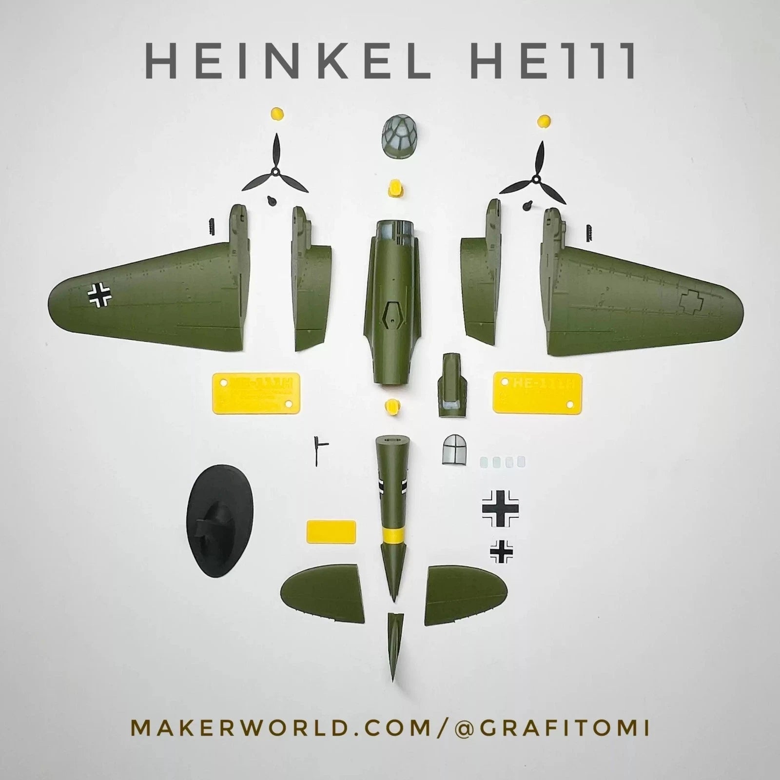 1/48 He111 German Bomber Plastic Model Kit, Military Aircraft Collectible 07FC0E-D4 - KOEEK