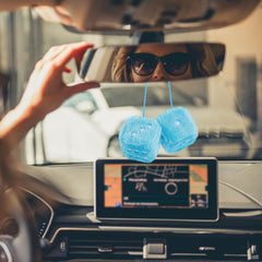 new Fuzzy Dice for Car Mirror, Pair of Retro 2.75” Rear View Blue 07FC0E-D4 - KOEEK