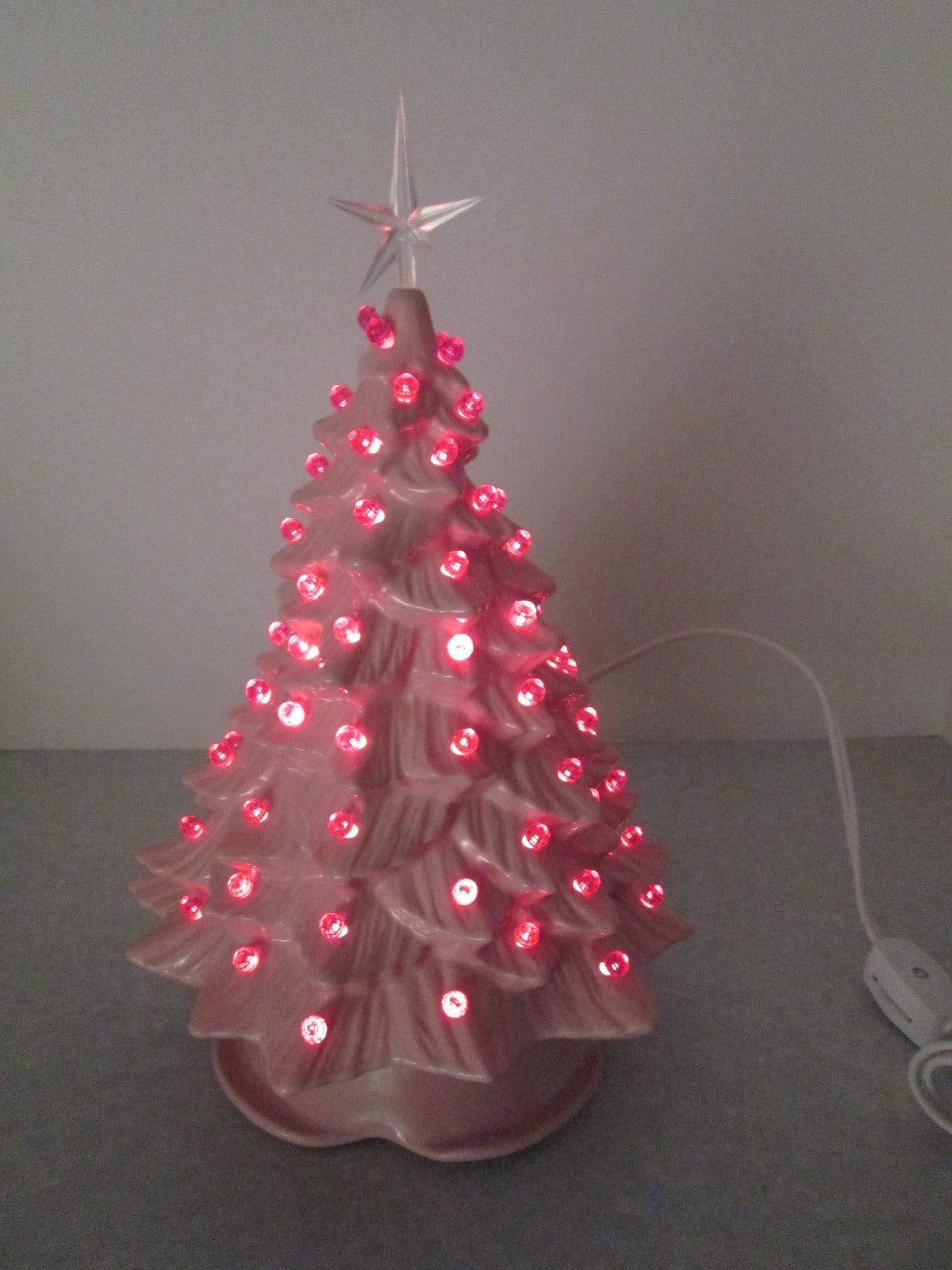 "Pink Glazed  Ceramic Christmas Tree"  ly Made/ Extra Lights 07FC0E-D4 - KOEEK