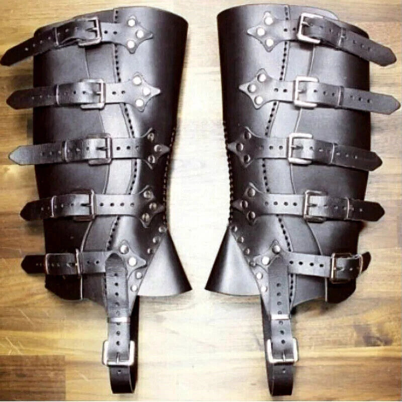 Medieval Gaiters Knight Faux Leather Shoes Cover Warrior Leg Armor Boot Covers 07FC0E-D4 - KOEEK