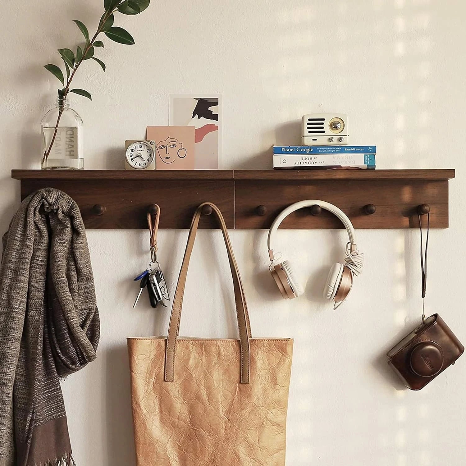 Wall-mounted shelves are ideal (walnut finish-1) 07FC0E-D4 - KOEEK