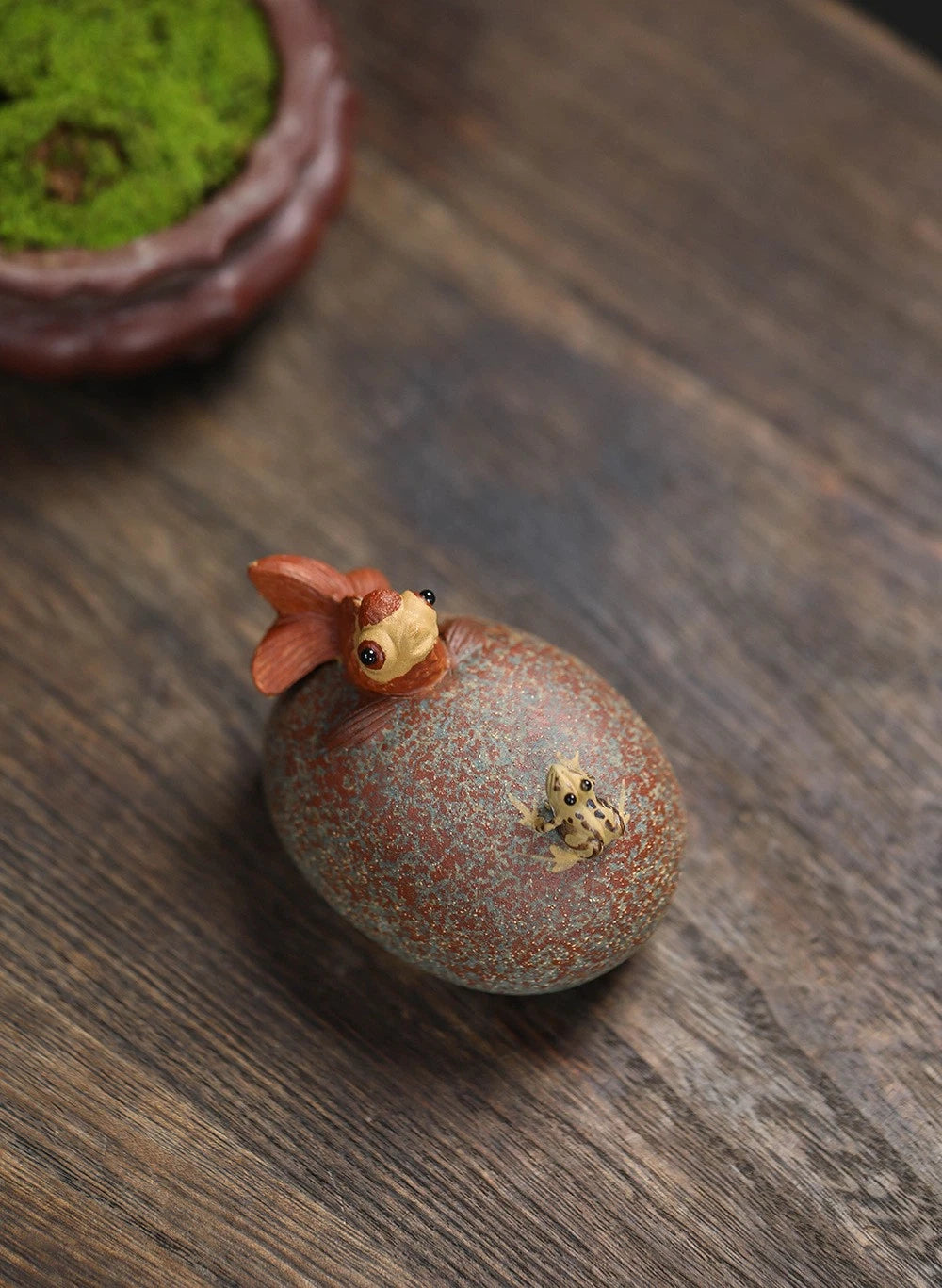 Zisha Tea Pet Clay Water Squirting Tea Play Frog Fish Home Ornament China Yixing 07FC0E-D4 - KOEEK