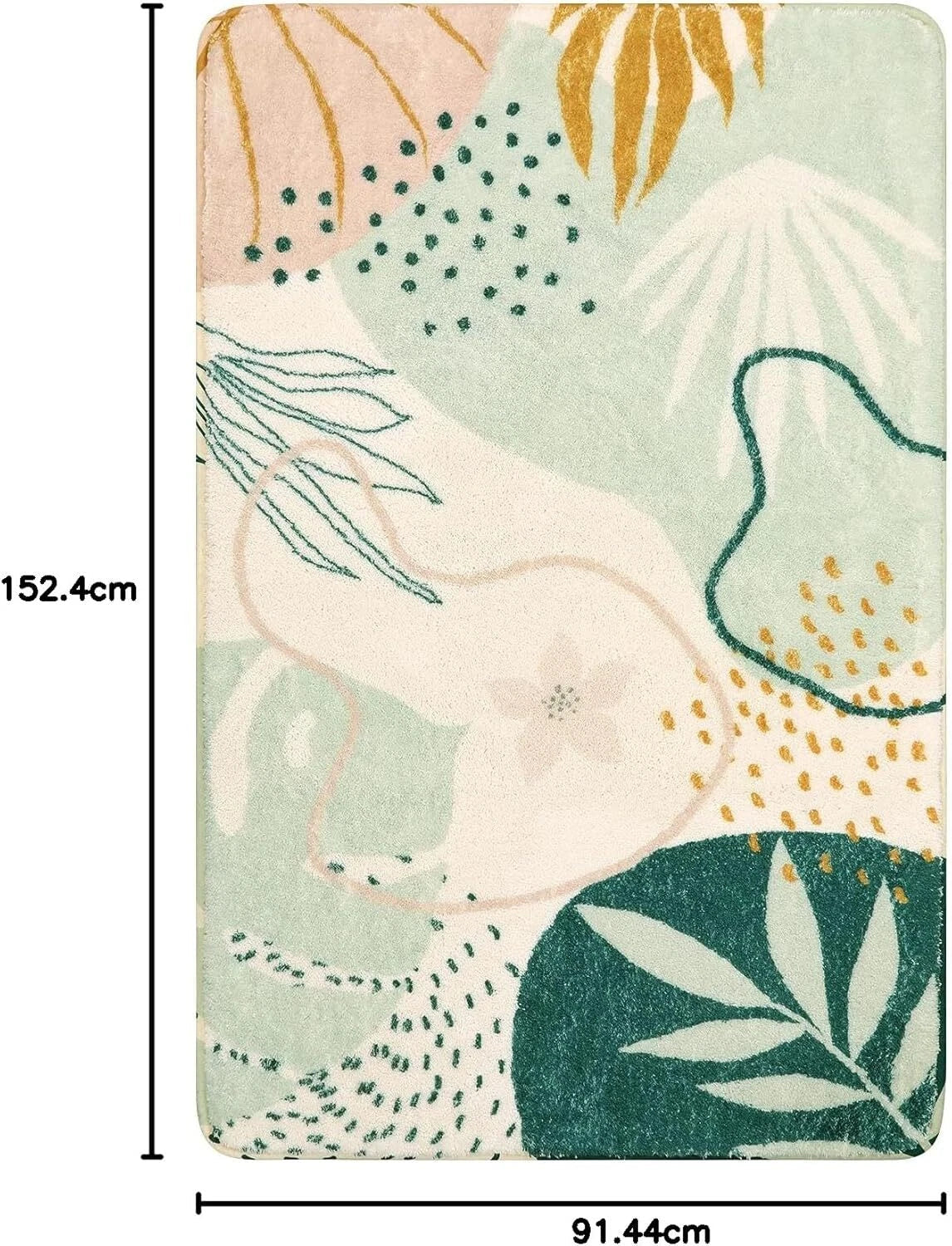Green Botanical Print Small Throw Rugs Modern Abstract Non-Slip 3x5 Minimalist 07FC0E-D4 - KOEEK