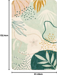 Green Botanical Print Small Throw Rugs Modern Abstract Non-Slip 3x5 Minimalist 07FC0E-D4 - KOEEK