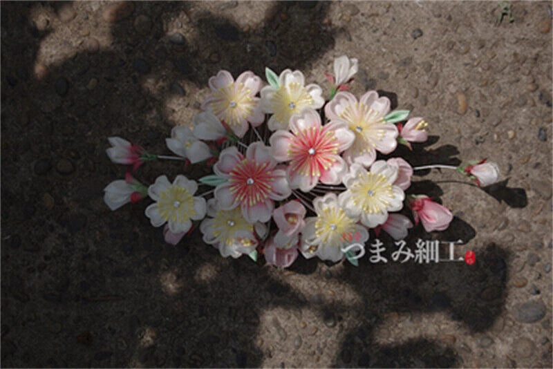 Handmade Japanese Kimono Sakura Silk Comb Hanfu Headwear Pink Hairpin Hair 07FC0E-D4 - KOEEK