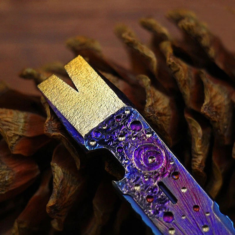 Solid EDC Titanium Alloy CNC Process Pry Bar Crowbar Bottle Opener Outdoor Tool 07FC0E-D4 - KOEEK