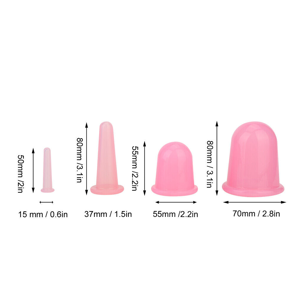 new 4pcs Vaccum Massager Cupping Cup Lifting Firming Therapy Treatment (Pink) HGF koeek - KOEEK