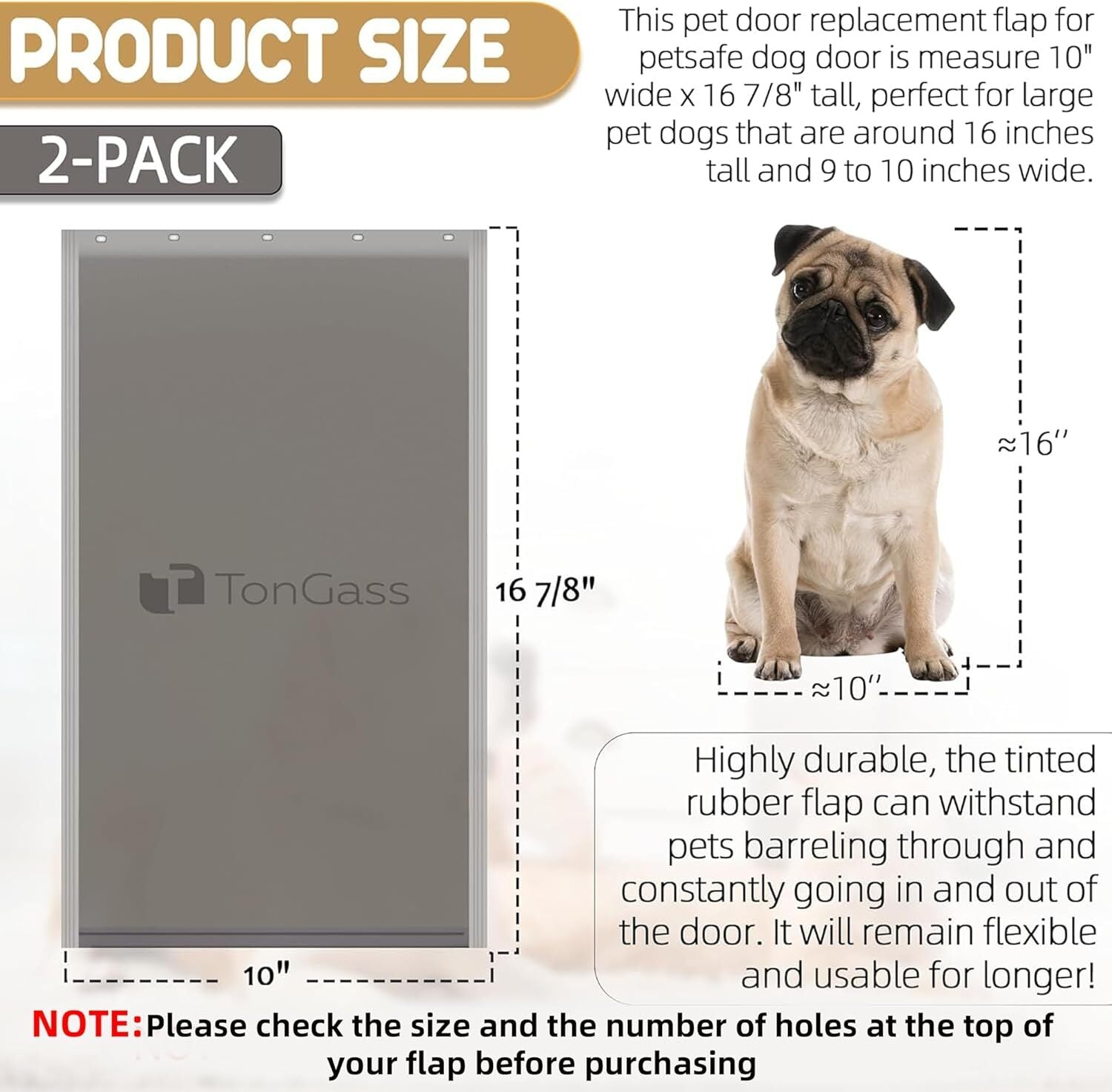 new TonGass (2-Pack) PAC11-11039 Large Dog Door Flap Replacement Compatible TONGASS - KOEEK
