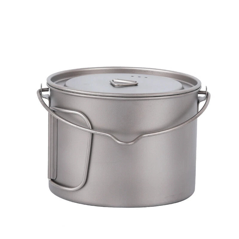 Titanium Hanging Pan Folding Short Handle Camping Single Pot Light 900ml 07FC0E-D4 - KOEEK