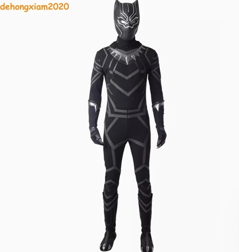 Captain America Civil War Black Panther Cosplay Costume Jumpsuit Helmet Shoes 07FC0E-D4 - KOEEK
