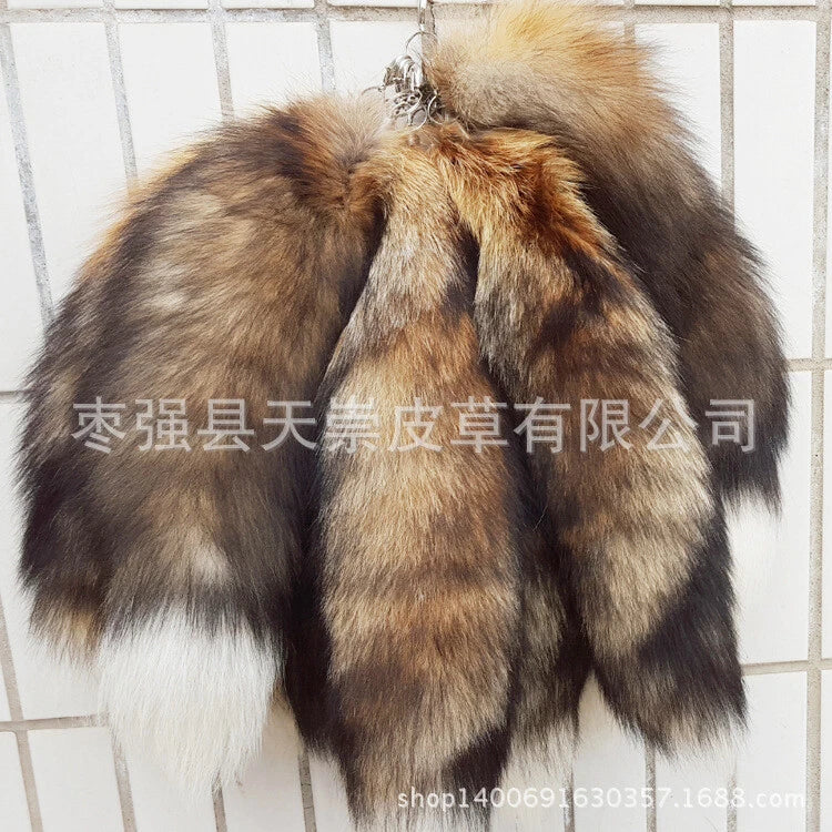 42CM Large Fox Tail Real Fox Fur Tail Keychain Fur Tassel Handbag 16.5" Gift 07FC0E-D4 - KOEEK