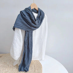 Mens  Cotton Natural Wrinkled Scarf Breathable Winter Shawl Unisex Scarves 07FC0E-D4 - KOEEK