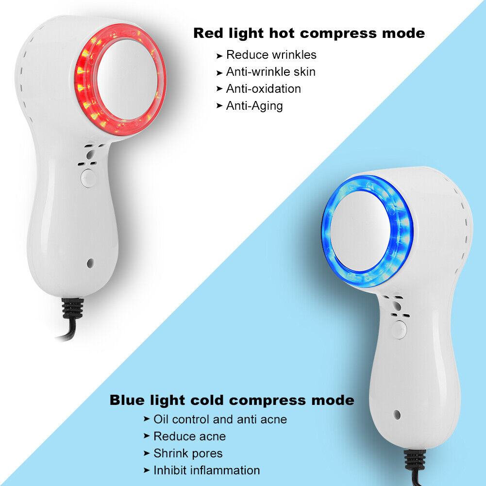 new Hot Cold Hammer Red Blue Light Facial Skin Tighten Beauty Machine Plug HGF koeek - KOEEK